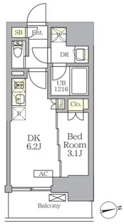 ザ・ライオンズフォーシア文京湯島【3階】の間取り