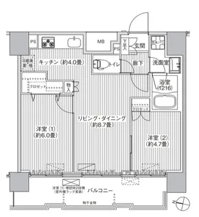 コスモグランス南品川【13階】の間取り