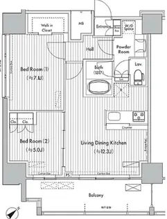 ヒューリック荏原【12階】の間取り