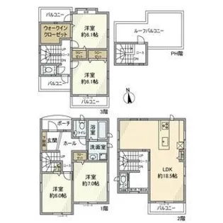 愛知県名古屋市東区大松町【一戸建】の間取り