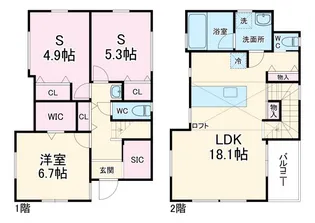 神奈川県茅ヶ崎市共恵1【一戸建】の間取り