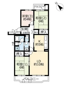 URパールハイム若葉【3階】の間取り