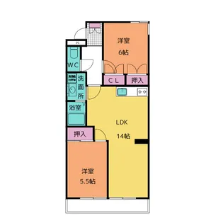 服部マンション【4階】の間取り