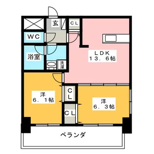 フクロク・レーヴ・マンション【2階】の間取り