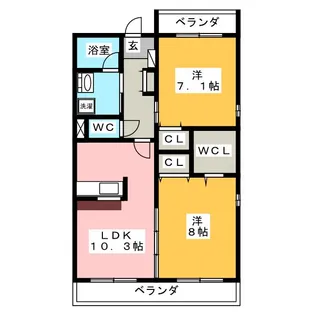 アネックス二本木【4階】の間取り