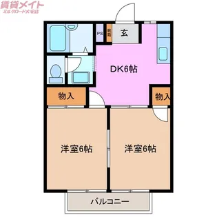 ハイツリバーアイランドC【2階】の間取り