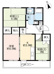 UR新多聞【1階】の間取り