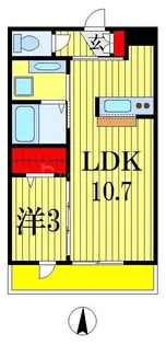 ハイデンス原木中山A棟【2階】の間取り