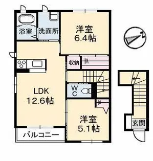 プロスペリーテ A棟【2階】の間取り