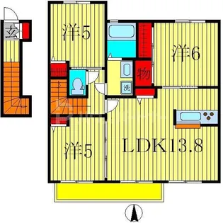 ジェンティーレI【2階】の間取り