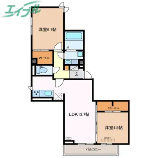 D-chambre元新町【3階】の間取り