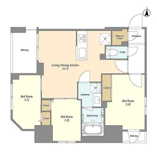 ドゥーエ両国IV【3階】の間取り