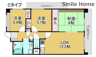 サニーコットン住之江【9階】の間取り