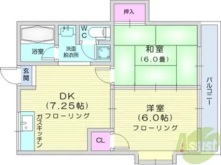 クレッセント大坪【2階】の間取り