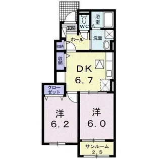 ラフレシール花見III【1階】の間取り