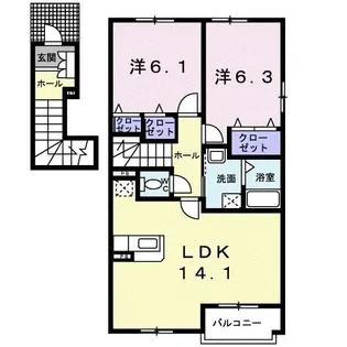 イル フィオーレB【2階】の間取り