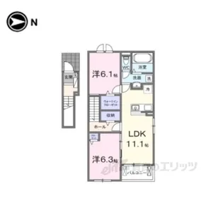 ヒカルサ仰木の里1【2階】の間取り