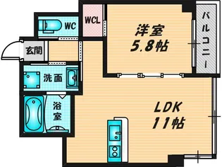 エイチ・ツーオー今里東【4階】の間取り
