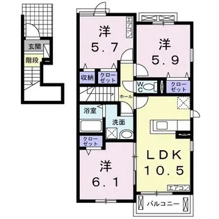 アルコバレーノ D【2階】の間取り