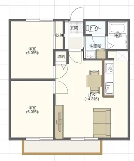 ロイヤルコーポ長栖【2階】の間取り