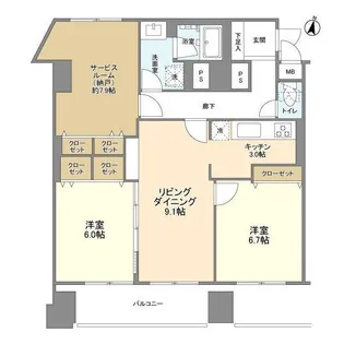 埼玉県さいたま市浦和区元町2【マンション】の間取り