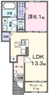 ユーセラーノB【1階】の間取り