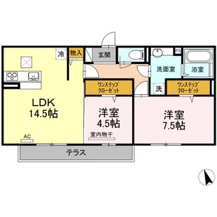 広島県福山市新涯町6【アパート】の間取り
