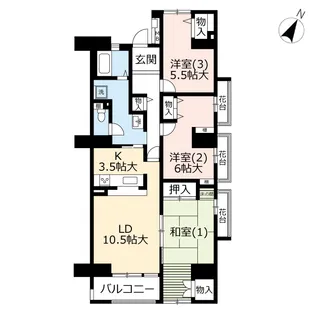 UR港北ニュータウンビュープラザセンター北【13階】の間取り