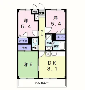 エスフィールドハイツA棟【2階】の間取り