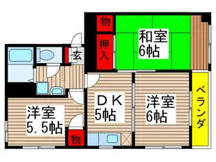 パ-クハイムゆりの木B棟の間取り
