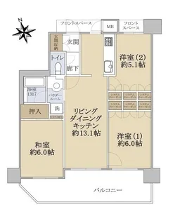リベール帝塚山東【6階】の間取り