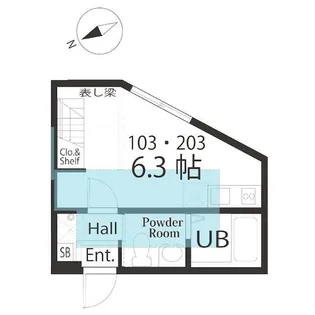 ハーミットクラブハウスROCCA(ロッカ)B棟【1階】の間取り