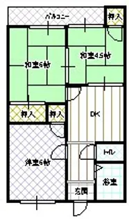 芳栄ハイツ【4階】の間取り