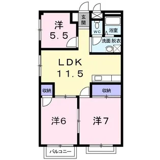 ヌーブル香里【1階】の間取り