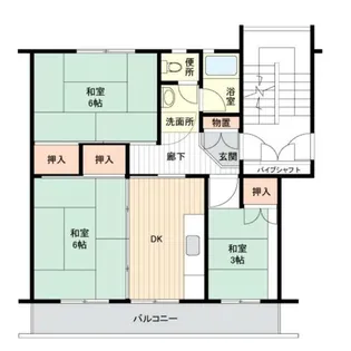 東高森団地20号棟【5階】の間取り