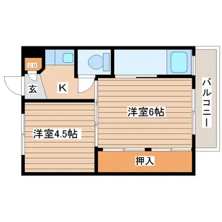 ビレッジハウス愛島1号棟【2階】の間取り