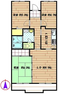 サニーコート吉井【3階】の間取り
