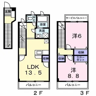 グレイスリバーサイド A【2階】の間取り
