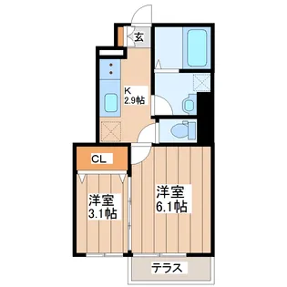 DエラングラースH仙台宮町【1階】の間取り