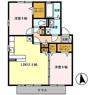 ソレアード城之内 B【2階】の間取り