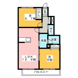 フェリスハーツ【1階】の間取り