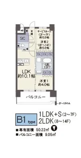 リフレ天満橋【14階】の間取り