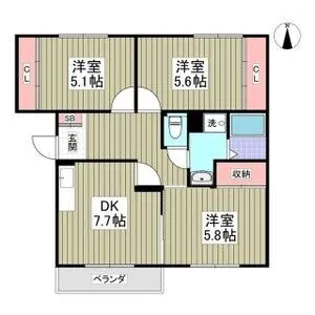 ガーデンムツミB【2階】の間取り