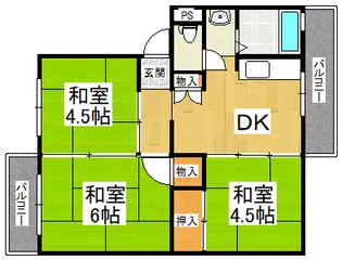 狭山遊園ハイツ 1棟【4階】の間取り