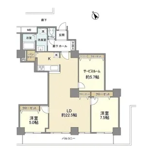 キングマンション堂島川【38階】の間取り
