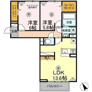 プランドール汐見【1階】の間取り