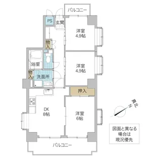 スカイタウン水戸三の丸【6階】の間取り
