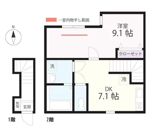 ハーミットクラブハウスmix三ツ沢下町【1階】の間取り