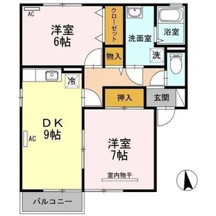 ベルジュシンメイ【1階】の間取り