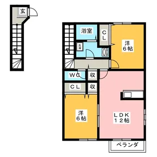カーサ・ビエント D【2階】の間取り